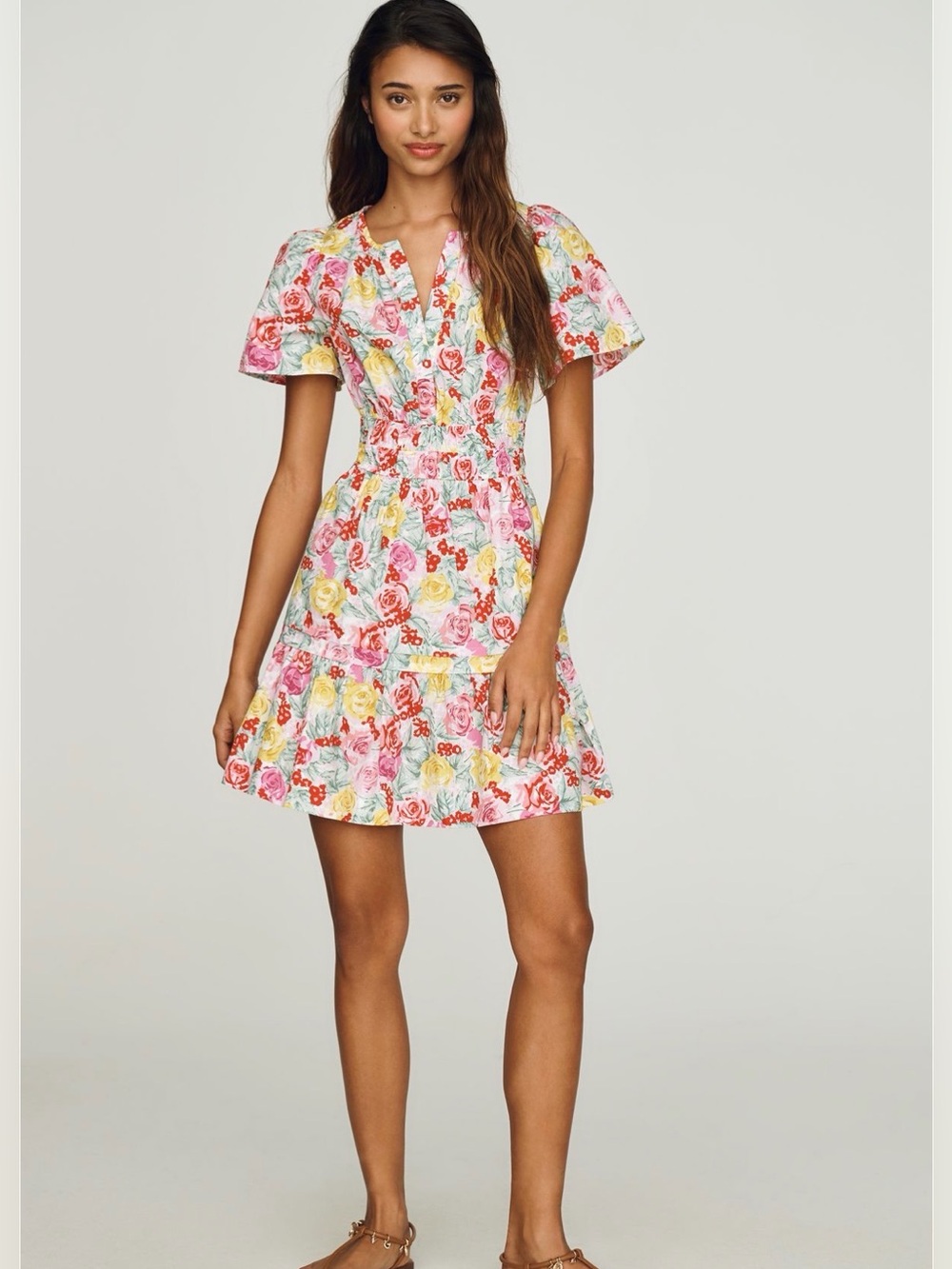 NWT Anthropologie Somerset Yellow Floral Cotton Mini Dress size XL